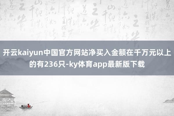 开云kaiyun中国官方网站净买入金额在千万元以上的有236只-ky体育app最新版下载