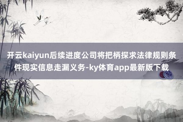 开云kaiyun后续进度公司将把柄探求法律规则条件现实信息走漏义务-ky体育app最新版下载