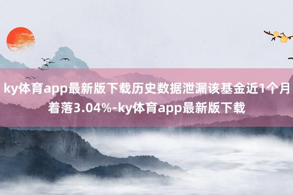 ky体育app最新版下载历史数据泄漏该基金近1个月着落3.04%-ky体育app最新版下载